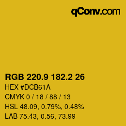 カラーコード: RGB 220.9 182.2 26 | qconv.com