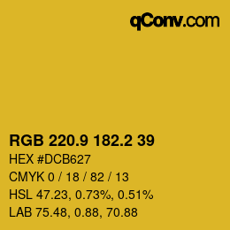 カラーコード: RGB 220.9 182.2 39 | qconv.com