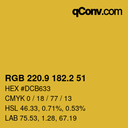 カラーコード: RGB 220.9 182.2 51 | qconv.com
