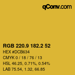 カラーコード: RGB 220.9 182.2 52 | qconv.com