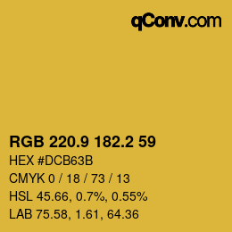 カラーコード: RGB 220.9 182.2 59 | qconv.com