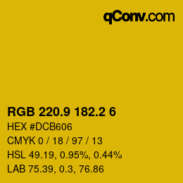 カラーコード: RGB 220.9 182.2 6 | qconv.com