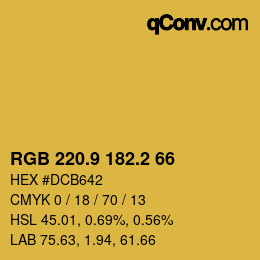 カラーコード: RGB 220.9 182.2 66 | qconv.com