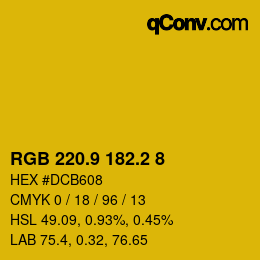カラーコード: RGB 220.9 182.2 8 | qconv.com
