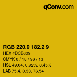カラーコード: RGB 220.9 182.2 9 | qconv.com