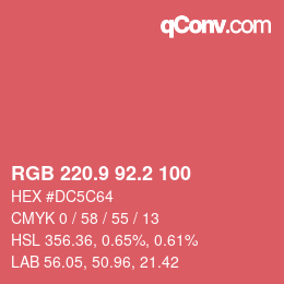 Color code: RGB 220.9 92.2 100 | qconv.com