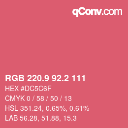 カラーコード: RGB 220.9 92.2 111 | qconv.com