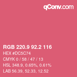 カラーコード: RGB 220.9 92.2 116 | qconv.com