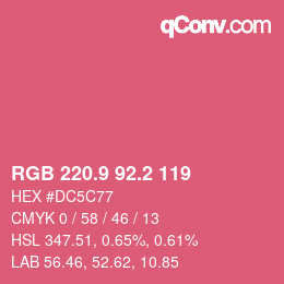 カラーコード: RGB 220.9 92.2 119 | qconv.com