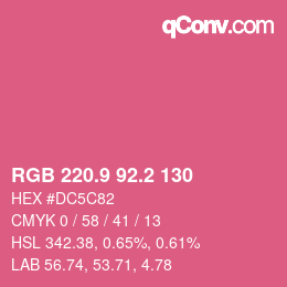 カラーコード: RGB 220.9 92.2 130 | qconv.com