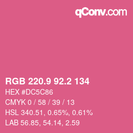 カラーコード: RGB 220.9 92.2 134 | qconv.com