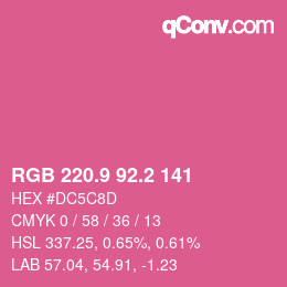 カラーコード: RGB 220.9 92.2 141 | qconv.com