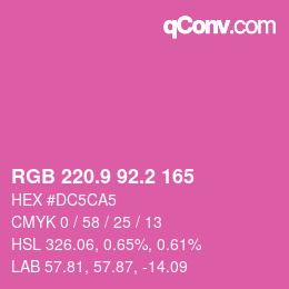 カラーコード: RGB 220.9 92.2 165 | qconv.com