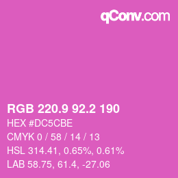 カラーコード: RGB 220.9 92.2 190 | qconv.com