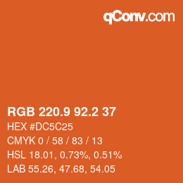 Color code: RGB 220.9 92.2 37 | qconv.com