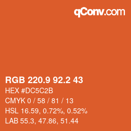 カラーコード: RGB 220.9 92.2 43 | qconv.com