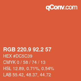 Farbcode: RGB 220.9 92.2 57 | qconv.com