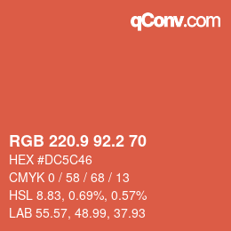 Color code: RGB 220.9 92.2 70 | qconv.com