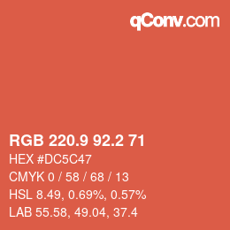 カラーコード: RGB 220.9 92.2 71 | qconv.com