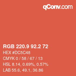 カラーコード: RGB 220.9 92.2 72 | qconv.com