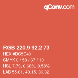 カラーコード: RGB 220.9 92.2 73 | qconv.com