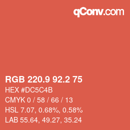 Color code: RGB 220.9 92.2 75 | qconv.com