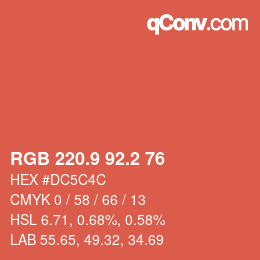 Farbcode: RGB 220.9 92.2 76 | qconv.com
