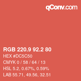 Color code: RGB 220.9 92.2 80 | qconv.com