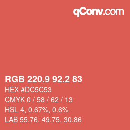 カラーコード: RGB 220.9 92.2 83 | qconv.com