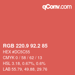 Color code: RGB 220.9 92.2 85 | qconv.com