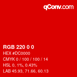 Color code: RGB 220 0 0 | qconv.com
