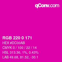 Color code: RGB 220 0 171 | qconv.com
