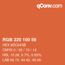 カラーコード: RGB 220 100 59 | qconv.com