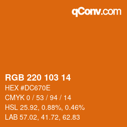 Color code: RGB 220 103 14 | qconv.com
