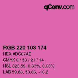 カラーコード: RGB 220 103 174 | qconv.com