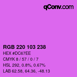 Color code: RGB 220 103 238 | qconv.com