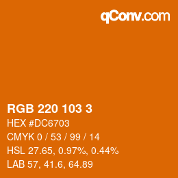 Color code: RGB 220 103 3 | qconv.com