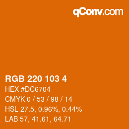 Color code: RGB 220 103 4 | qconv.com
