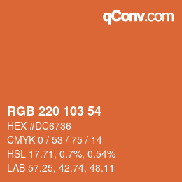 Color code: RGB 220 103 54 | qconv.com