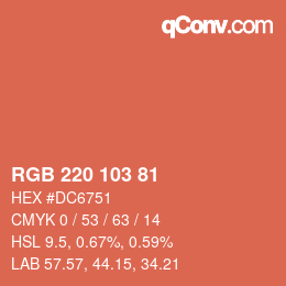 颜色代码: RGB 220 103 81 | qconv.com