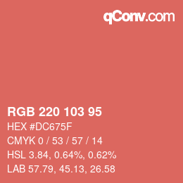 Color code: RGB 220 103 95 | qconv.com
