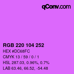 Color code: RGB 220 104 252 | qconv.com