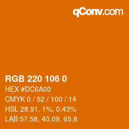 Color code: RGB 220 106 0 | qconv.com