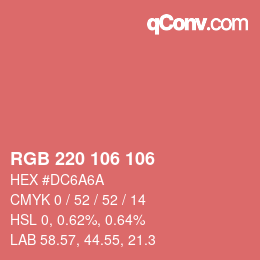 Color code: RGB 220 106 106 | qconv.com
