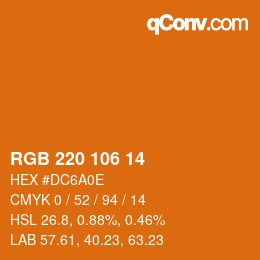 Color code: RGB 220 106 14 | qconv.com