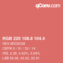 カラーコード: RGB 220 108.8 104.4 | qconv.com