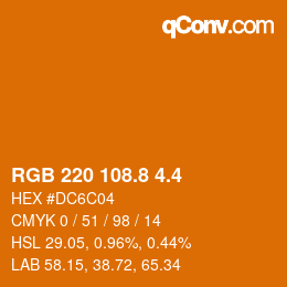 カラーコード: RGB 220 108.8 4.4 | qconv.com