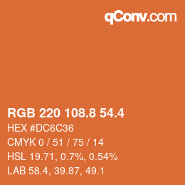 カラーコード: RGB 220 108.8 54.4 | qconv.com