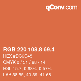 カラーコード: RGB 220 108.8 69.4 | qconv.com