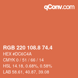 カラーコード: RGB 220 108.8 74.4 | qconv.com